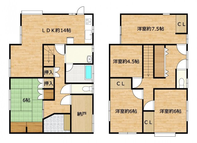 仲介手数料不要　カチタス合志市野々島　建物40坪5SLDK即入居可【西合志中央小・西合志中】