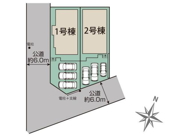 新築戸建て・仲介手数料無料）小牧市大字本庄字郷浦２棟／１期１号棟の区画図|小牧市大字本庄字郷浦2棟 区画図