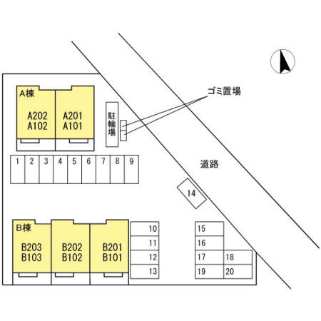 サンシャイン前田 B棟の区画図