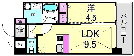 プレサンス三宮東フィールの間取り