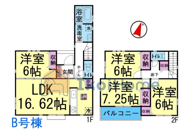 明石市魚住町西岡　B号棟　新築戸建の間取り|【ホームページに現地動画掲載中】●年中無休：当日予約可●人気の4LDKの間取りです！各部屋6帖以上！