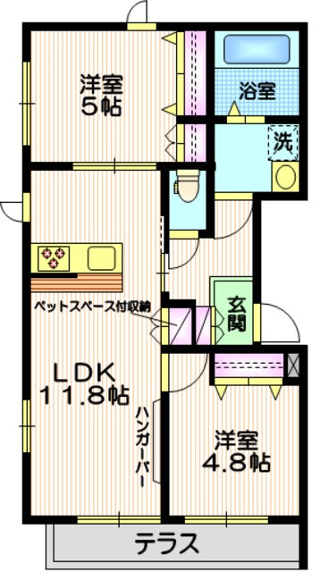 Ｖｉｌｌａ　Ｓａｕｄａｄｅの間取り|★角部屋２面採光★