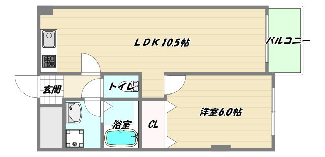 大阪市東淀川区豊新５丁目の賃貸マンションの間取り