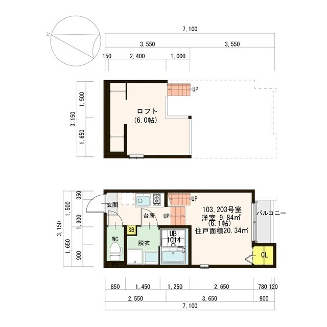Studio Muginoの間取り