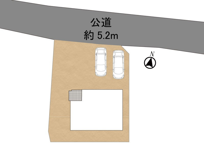 仲介手数料不要　i-passo合志市上庄4号地 太陽光 合志小徒歩7分 土地60坪の区画図|区画図（前面道路 約5.2m・並列2台）