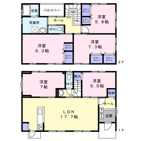 大津町/貸戸建/5LDKの間取り
