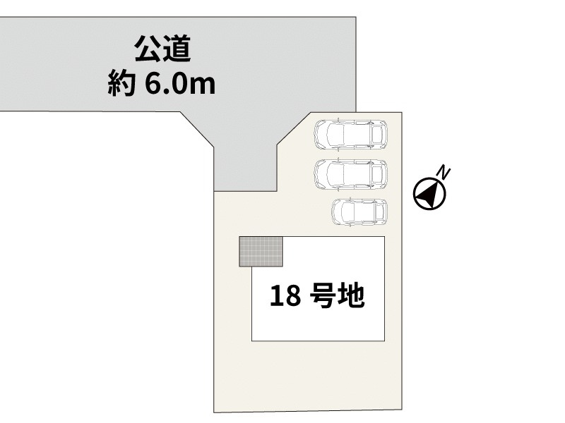 仲介手数料不要　i-passo合志市合生18号地 太陽光 駐車3台 土地61坪の区画図|配置図（前面道路 約6.0m）