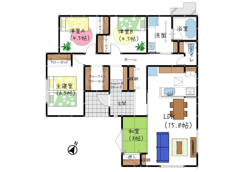 仲介手数料不要　i-passo北区明徳町1号地 平屋 和室付 土地60坪