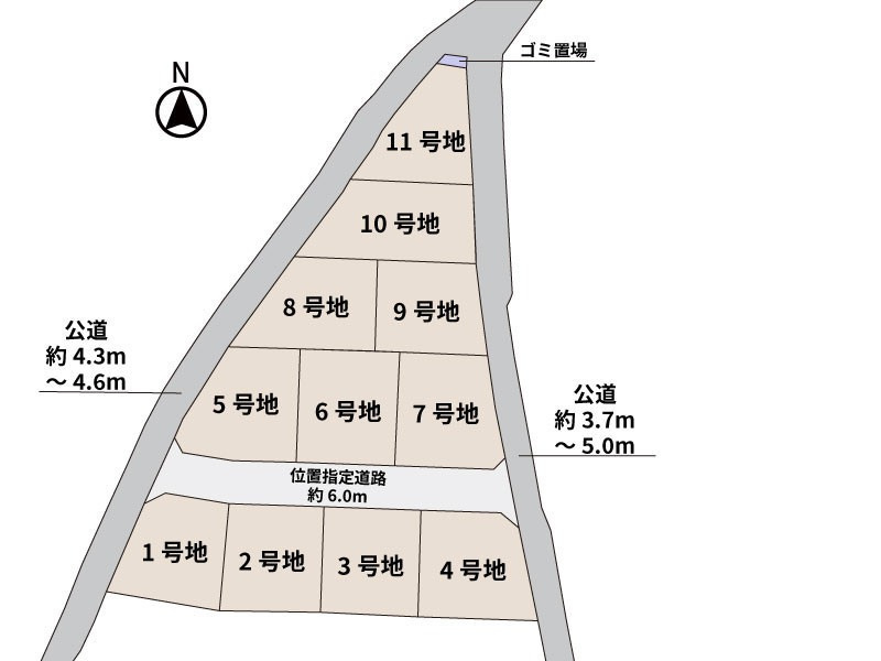 仲介手数料不要　i-passo菊池市泗水町田島10号地 平屋 土地71坪 駐車3台の区画図|区画図（全11区画の10号地・二方道路）