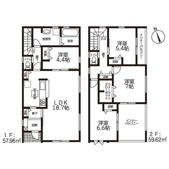 新築戸建て・仲介手数料無料）小牧市小牧原２丁目・４号棟の間取り