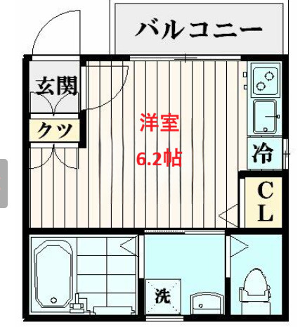 【間取り】 | TKハウゼ平和島 | 洋室6.2帖　・インターネット使用料無料