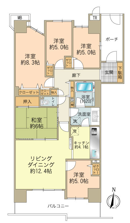 5LDK、3790万円、専有面積103.74㎡、南向き