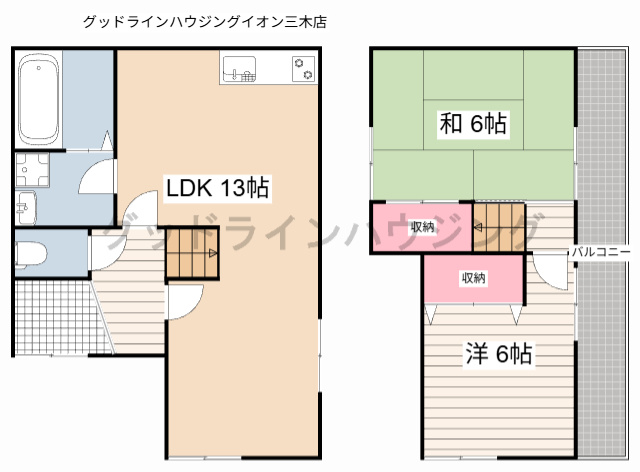 宿原貸家の間取り