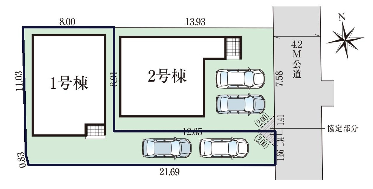 高知市弥生町 2期２棟-1号棟 新築戸建ての区画図|１号棟