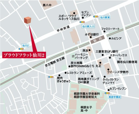 プラウドフラット仙川Ⅱの地図