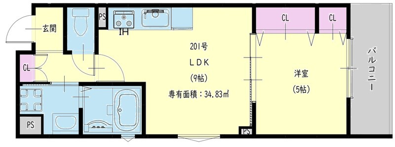 クリエオーレ新堂Ⅱの間取り