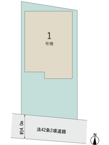 「サービスルーム完備」高知市鏡川町2期1棟　新築一戸建ての区画図|南側道路に面した配置で陽当り良好◎前面道路幅員は約4.0ｍあり車の出し入れもスムーズ♪