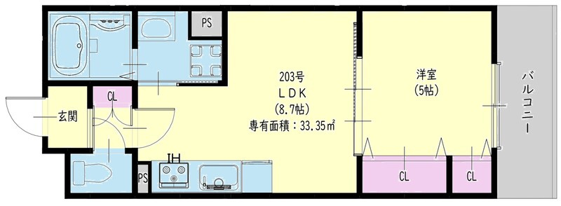 クリエオーレ新堂Ⅱの間取り
