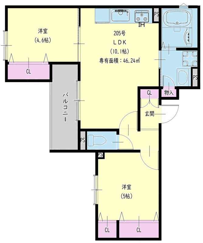 クリエオーレ新堂Ⅱの間取り