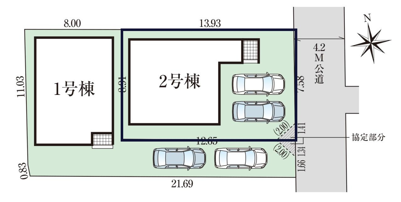 高知市弥生町 2期２棟-2号棟 新築戸建ての区画図|2号棟