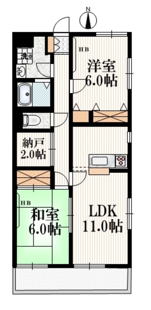 アステイオンⅡの間取り|【間取り】　角部屋３面採光