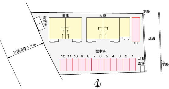 アレグレット　Ｂの区画図|駐車場
