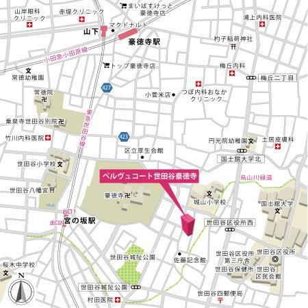 ベルヴュコート世田谷豪徳寺の地図