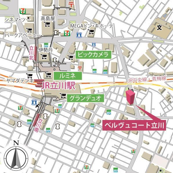 ベルヴュコート立川の地図