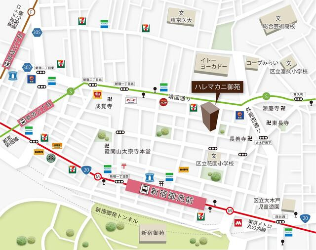 ハレマカニ御苑の地図