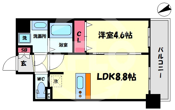 プレサンスOSAKA DOME CITYビーツの間取り|プレサンスOSAKA DOME CITYビーツ　開放感ある間取り
