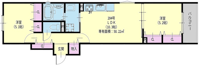 クリエオーレ新堂Ⅰの間取り