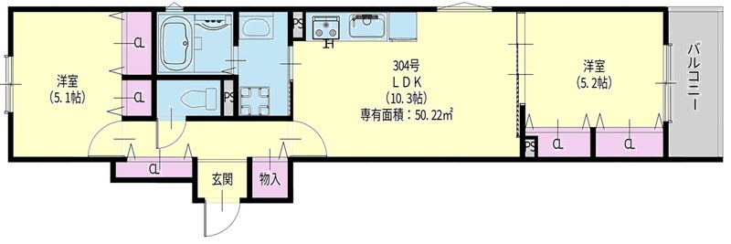クリエオーレ新堂Ⅰの間取り