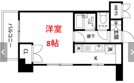 【間取り】 | ルーブル⻄五反田 | 洋室8帖です