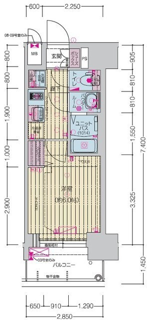プレサンス桜山駅前アフォードの間取り|※反転タイプとなります