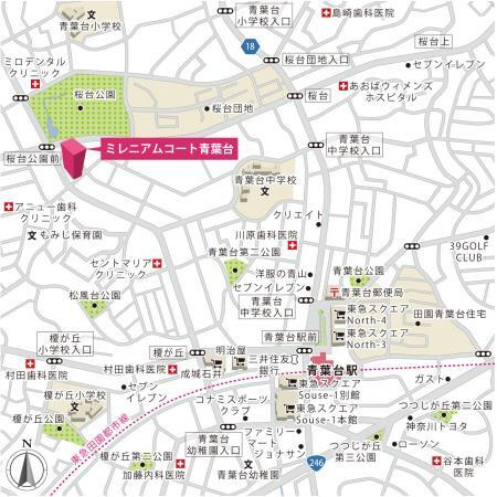 ミレニアムコート青葉台の地図