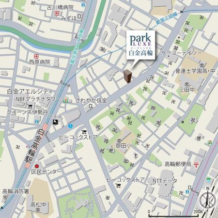 パークリュクス白金高輪の地図