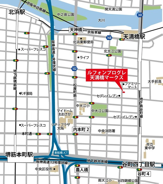 ルフォンプログレ天満橋マークスの地図