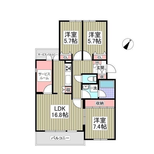 リブレス成田B-3の間取り