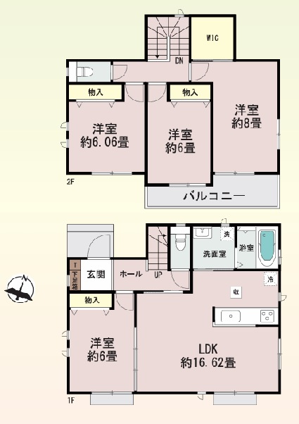 「魚住駅徒歩12分」「車2台駐車可」魚住町西岡2368　全2棟A号棟の間取り