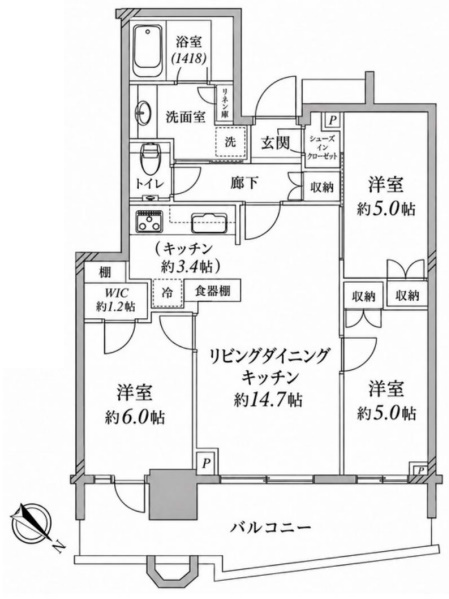 パークタワー勝どきミッドの間取り