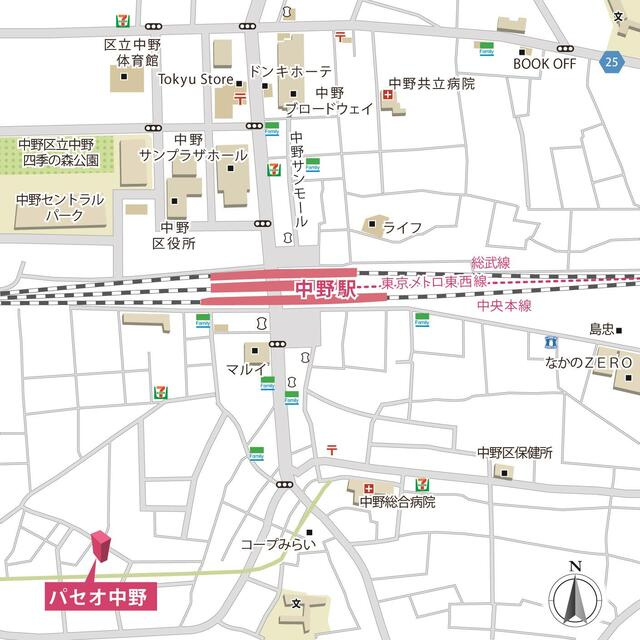 パセオ中野の地図