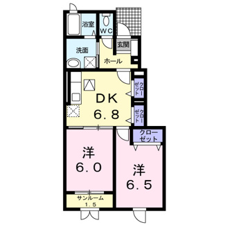 【間取り】 | グリーン　ハーモニーＢ