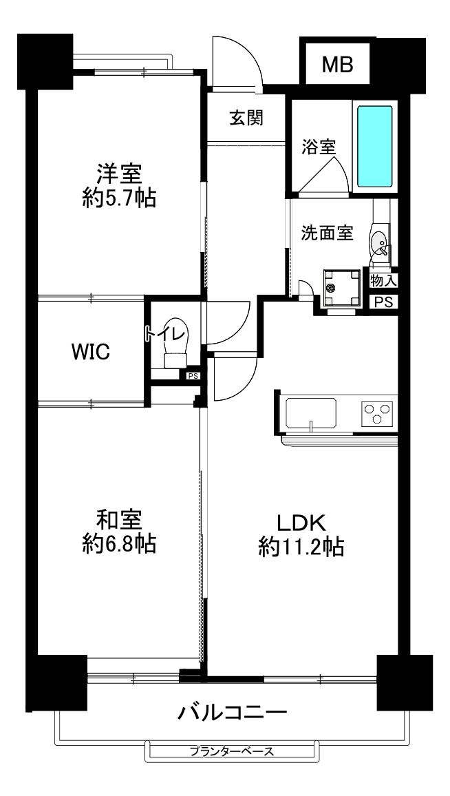 アスタ新長田タワーズコート　コート棟の間取り