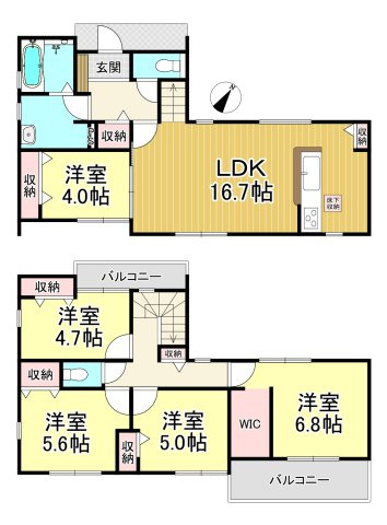 知多郡武豊町字青木ケ丘1丁目　全1棟の間取り|5LDK+WIC♪