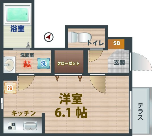 【間取り】 | プレミールⅡ | 1Rのお部屋です。