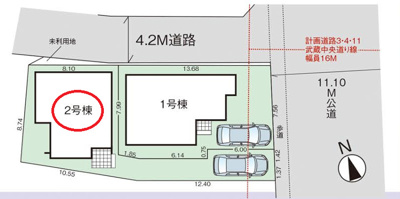 【区画図】 | 入間市扇町屋　全2棟　2号棟