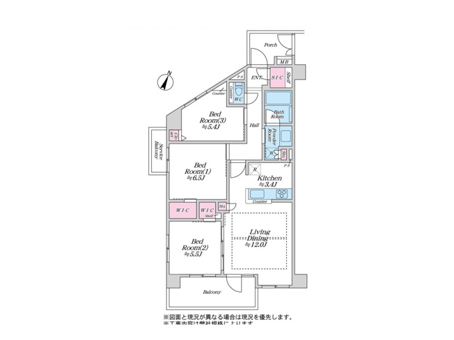 【間取り】 | アーリアレジデンス南町田 | 3つの居室とゆとりあるLDKを備えた3LDKの中古マンション。家族が集まるリビングと個室のバランスがよい間取りです。回遊しやすい家事動線と豊富な収納で、忙しい毎日もゆとりをもって過ごせます。