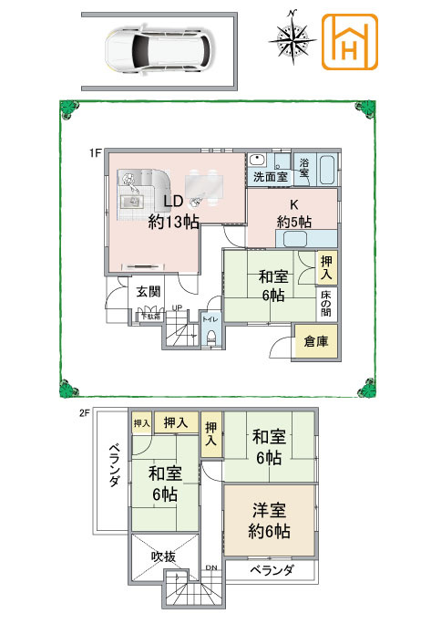 箕面市稲５丁目中古一戸建て│4LDK＋駐車1台可の間取り|※現況と図面が異なる場合現況を優先いたします。