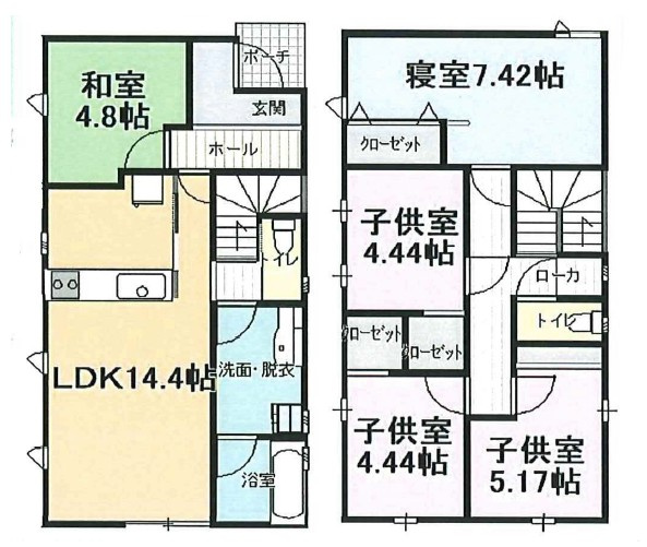 東根市大字羽入【新築建売】B棟の間取り|B棟間取り図