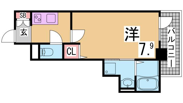 神戸市兵庫区小河通５丁目の賃貸マンションの間取り